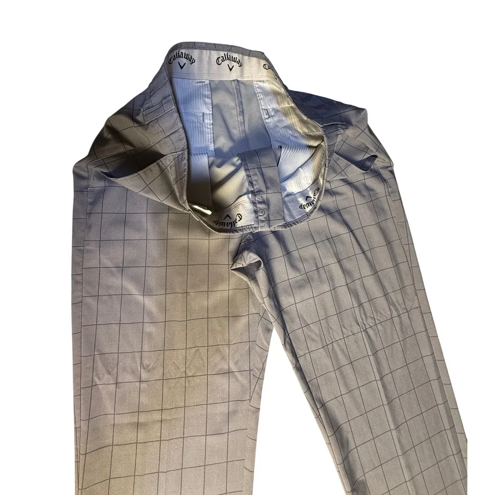 Callaway Mens Gray Plaid Golf Pants 34x34 Performance Stretch Trousers - Picture 2 of 5